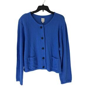 NIC+ZOE Textured Knit Button Cardigan Sapphire Blue XXL NWT